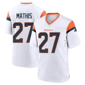 Youth Denver Broncos Damarri Mathis White Game 2nd Jersey By Nike