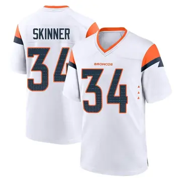 Youth Denver Broncos JL Skinner White Game 2nd Jersey By Nike