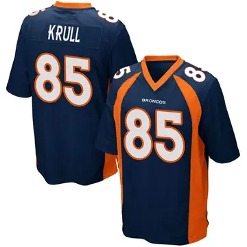 Youth Denver Broncos Lucas Krull Navy Blue Game Alternate Jersey By Nike