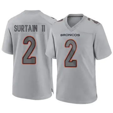 Youth Denver Broncos Pat Surtain II Gray Game Atmosphere Fashion Jersey By Nike