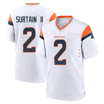 Youth Denver Broncos Pat Surtain II White Game 2nd Jersey By Nike