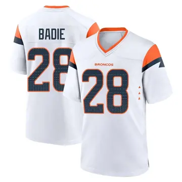 Youth Denver Broncos Tyler Badie White Game 2nd Jersey By Nike