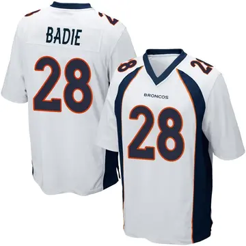 Youth Denver Broncos Tyler Badie White Game Jersey By Nike